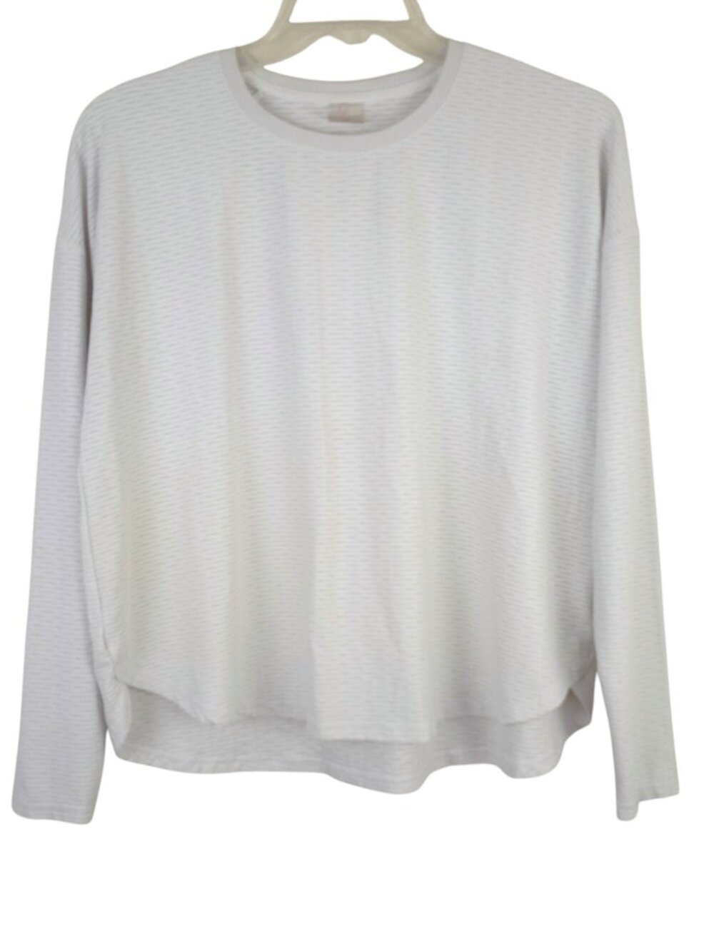 CALIA Renew Twisted Mesh White Crewneck Long Sleeve Hi Lo Tee Womens XL